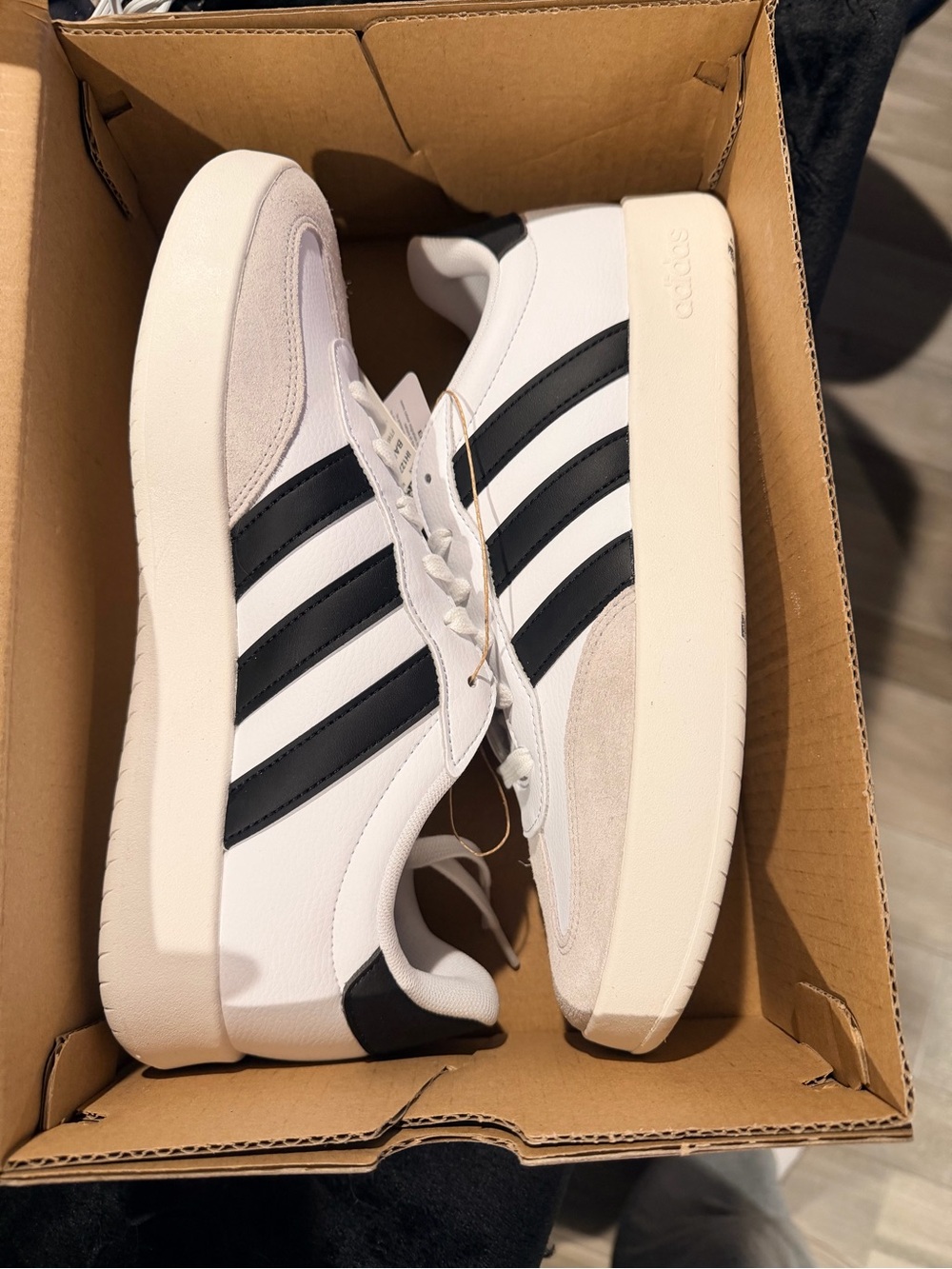 adidas Barreda White Sneakers with Black Stripes